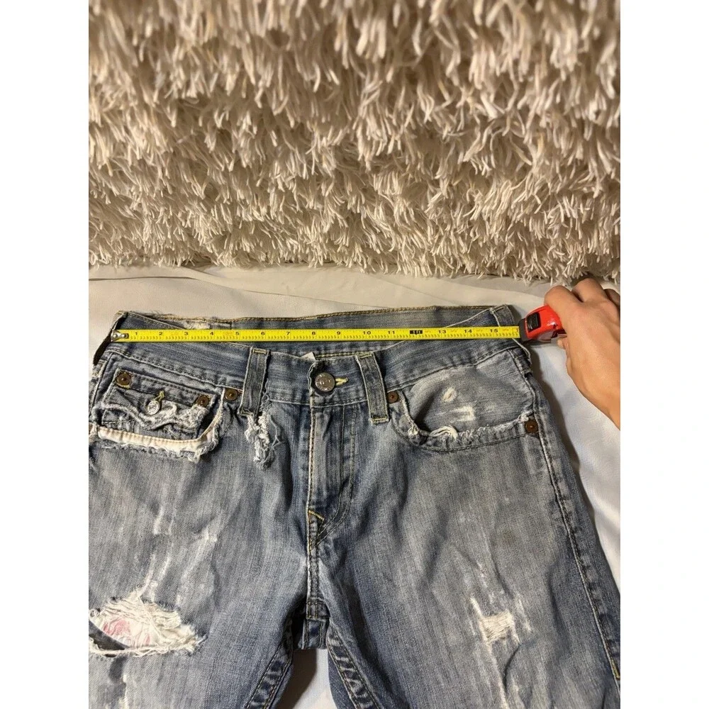 Vintage True Religion Distressed Denim Shorts Jorts Cutoff Mens Size 32 Y2K